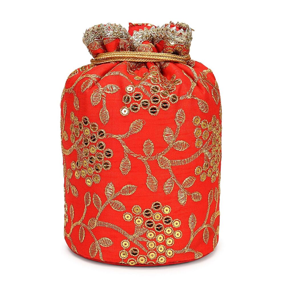 9360 Indian Ethnic Potli Bags For Wedding & Party Function Red View 6